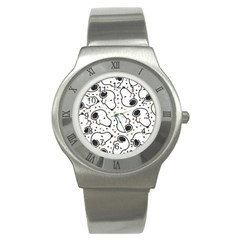 Dog Pattern Stainless Steel Watch