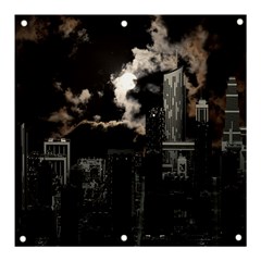 City Night Moon Skyline Skyscraper Banner And Sign 3  X 3  by Grandong