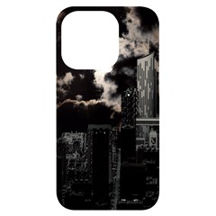 City Night Moon Skyline Skyscraper Iphone 14 Pro Black Uv Print Case