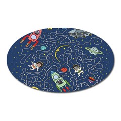 Cat Cosmos Cosmonaut Rocket Oval Magnet by Grandong