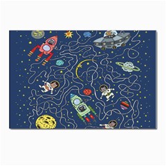 Cat Cosmos Cosmonaut Rocket Postcards 5  X 7  (pkg Of 10) by Grandong