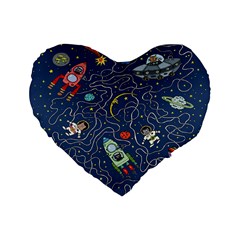 Cat Cosmos Cosmonaut Rocket Standard 16  Premium Heart Shape Cushions by Grandong