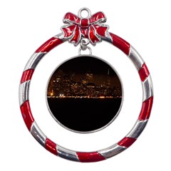 San Fransisco Usa California Water Metal Red Ribbon Round Ornament by Grandong