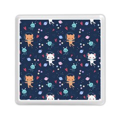 Cute Astronaut Cat With Star Galaxy Elements Seamless Pattern Memory Card Reader (square)