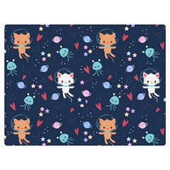 Cute Astronaut Cat With Star Galaxy Elements Seamless Pattern Premium Plush Fleece Blanket (extra Small) by Grandong