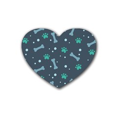 Bons Foot Prints Pattern Background Rubber Heart Coaster (4 Pack)