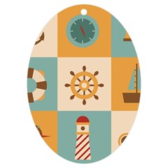 Nautical Elements Collection Uv Print Acrylic Ornament Oval by Grandong