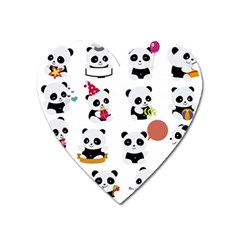 Playing Pandas Cartoons Heart Magnet