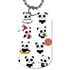 Playing Pandas Cartoons Dog Tag (one Side) by Apen