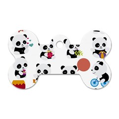 Playing Pandas Cartoons Dog Tag Bone (one Side) by Apen