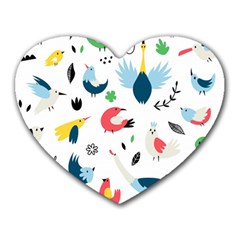 Vector Set Isolates With Cute Birds Scandinavian Style Heart Mousepad by Apen