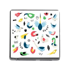 Vector Set Isolates With Cute Birds Scandinavian Style Memory Card Reader (square 5 Slot) by Apen