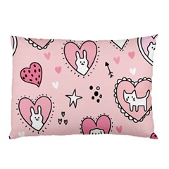 Cartoon Cute Valentines Day Doodle Heart Love Flower Seamless Pattern Vector Pillow Case (two Sides) by Apen