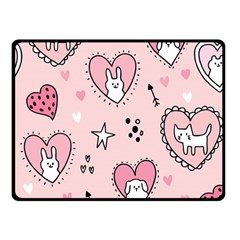 Cartoon Cute Valentines Day Doodle Heart Love Flower Seamless Pattern Vector Two Sides Fleece Blanket (small) by Apen