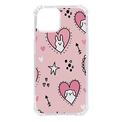 Cartoon Cute Valentines Day Doodle Heart Love Flower Seamless Pattern Vector Iphone 14 Tpu Uv Print Case by Apen