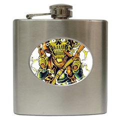 Cowboy Skeleton With Gun Illustration Hip Flask (6 Oz)