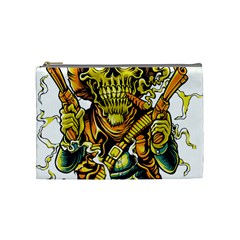 Cowboy Skeleton With Gun Illustration Cosmetic Bag (medium)