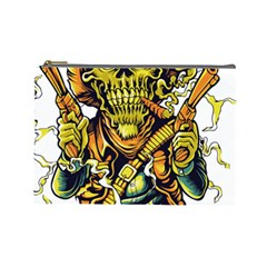 Cowboy Skeleton With Gun Illustration Cosmetic Bag (large)