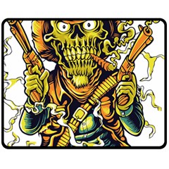 Cowboy Skeleton With Gun Illustration Fleece Blanket (medium) by Sarkoni