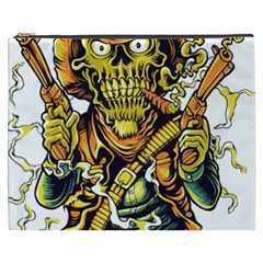 Cowboy Skeleton With Gun Illustration Cosmetic Bag (xxxl)