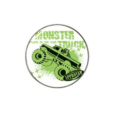 Monster Truck Illustration Green Car Hat Clip Ball Marker (4 Pack)