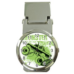 Monster Truck Illustration Green Car Money Clip Watches