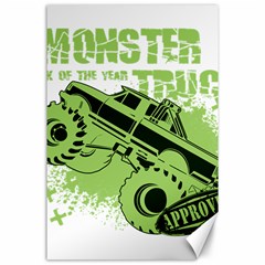 Monster Truck Illustration Green Car Canvas 24  X 36 