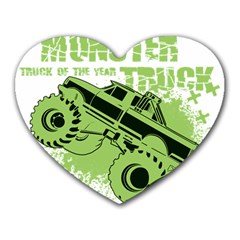 Monster Truck Illustration Green Car Heart Mousepad