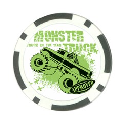 Monster Truck Illustration Green Car Poker Chip Card Guard