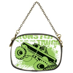 Monster Truck Illustration Green Car Chain Purse (two Sides)