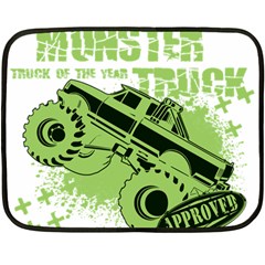 Monster Truck Illustration Green Car Two Sides Fleece Blanket (mini)