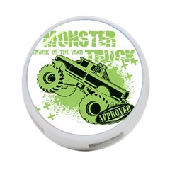 Monster Truck Illustration Green Car 4-port Usb Hub (one Side)