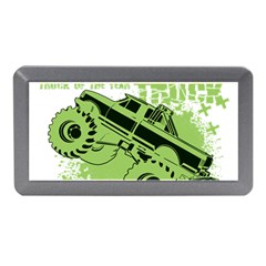 Monster Truck Illustration Green Car Memory Card Reader (mini)