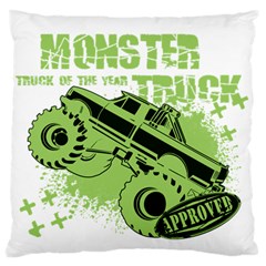 Monster Truck Illustration Green Car Standard Premium Plush Fleece Cushion Case (one Side)