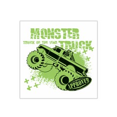 Monster Truck Illustration Green Car Satin Bandana Scarf 22  X 22 