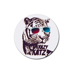 Krazy Katz 3d Tiger Roar Animal Rubber Coaster (round) by Sarkoni