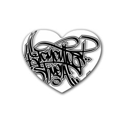 Hip Hop Music Drawing Art Graffiti Rubber Heart Coaster (4 Pack) by Sarkoni