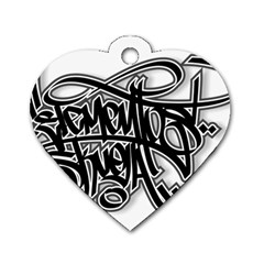 Hip Hop Music Drawing Art Graffiti Dog Tag Heart (two Sides)