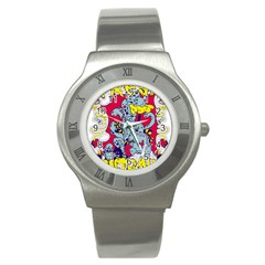 Fresh Urban Cartoon Monster Illustration Cartoon Character Text Stainless Steel Watch