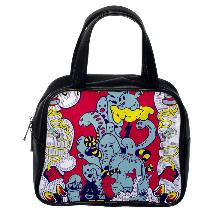 Fresh Urban Cartoon Monster Illustration Cartoon Character Text Classic Handbag (One Side)