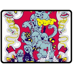 Fresh Urban Cartoon Monster Illustration Cartoon Character Text Two Sides Fleece Blanket (large)