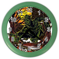 Grim Reaper Above Art  Monster Moon Letter Poster Color Wall Clock