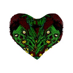 Zombie Star Monster Green Monster Standard 16  Premium Flano Heart Shape Cushions