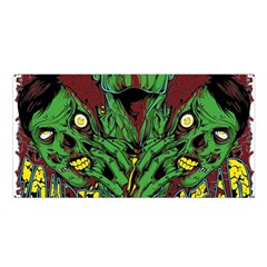 Zombie Star Monster Green Monster Satin Shawl 45  X 80 