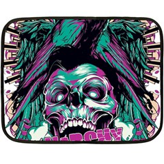 Anarchy Skull And Birds Two Sides Fleece Blanket (mini)