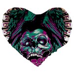 Anarchy Skull And Birds Large 19  Premium Heart Shape Cushions Front