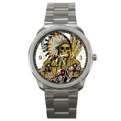 Motorcycle And Skull Cruiser Native American Sport Metal Watch