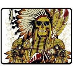 Motorcycle And Skull Cruiser Native American Fleece Blanket (medium)