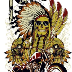 Motorcycle And Skull Cruiser Native American Play Mat (rectangle) by Sarkoni