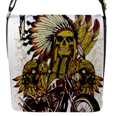 Motorcycle And Skull Cruiser Native American Flap Closure Messenger Bag (s)